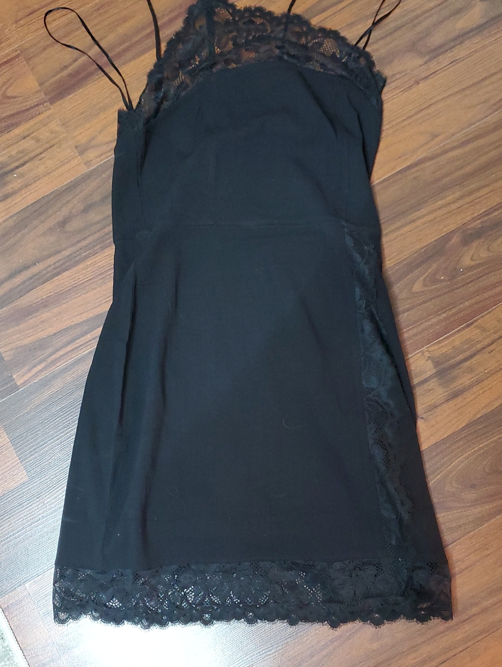 Free People Black Lace Detail Slip